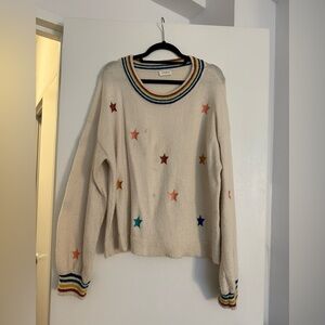 VICI Collection Cream Sweater with Multicolor Stars
